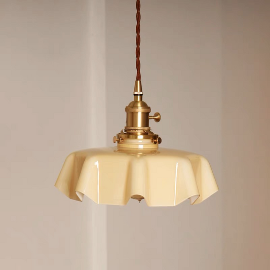 a close-up view of a kitchen pendant light