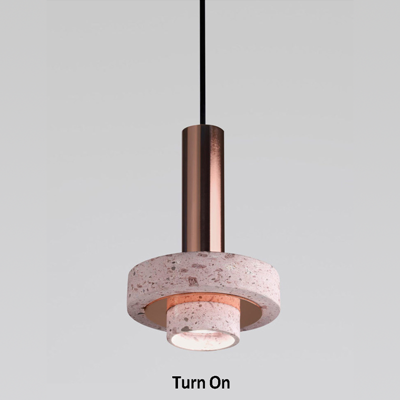 Single kitchen pendant light turned on