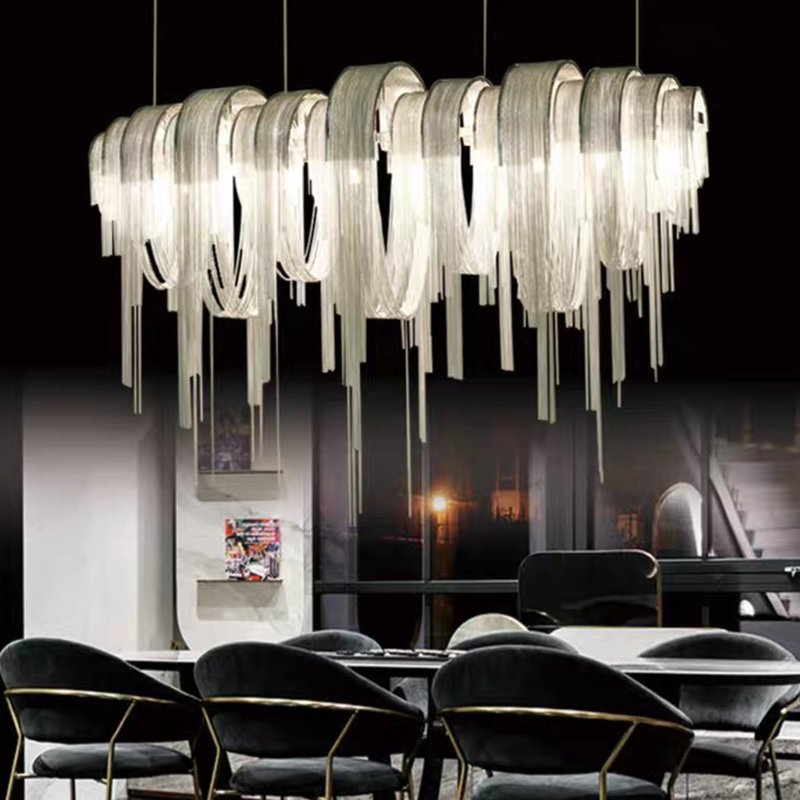 Modern dining chandelier lighting a dining space