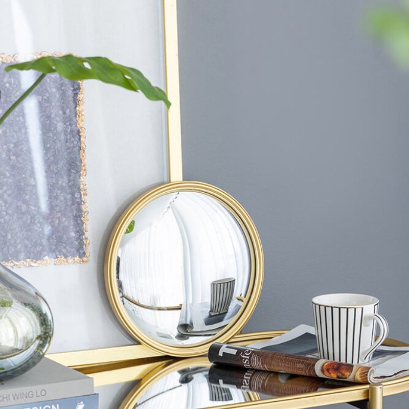 10" Modern Round Wall Mirror with Gold Iron Frame