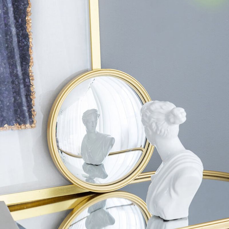 10" Modern Round Wall Mirror with Gold Iron Frame