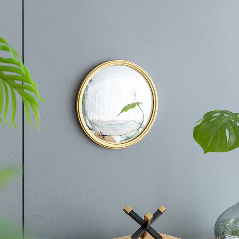 10" Modern Round Wall Mirror with Gold Iron Frame