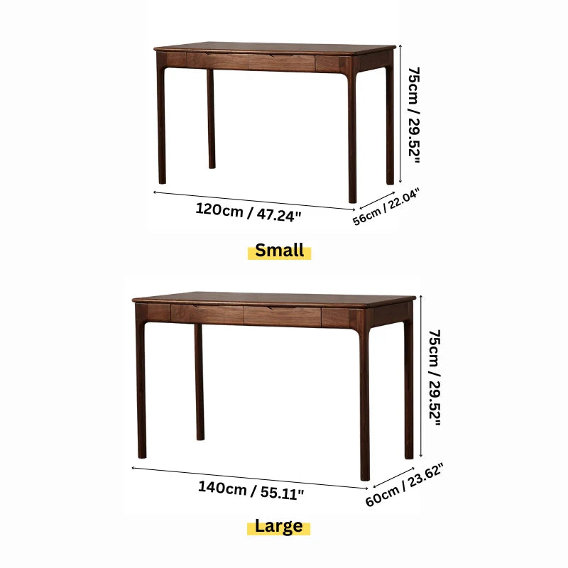 dimensions of a retro wood desk with drawers