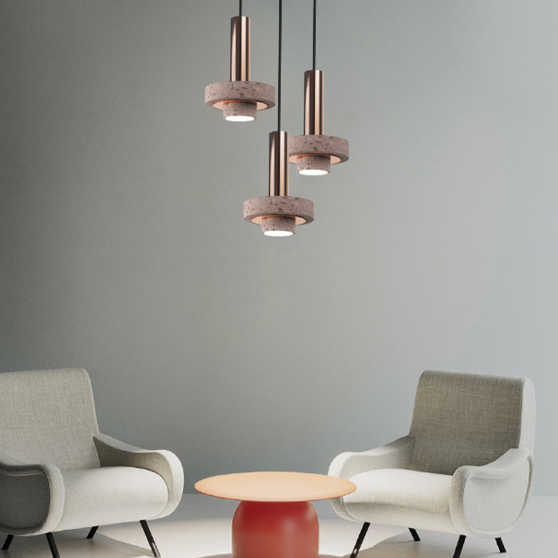 Pendant kitchen light over a sitting area