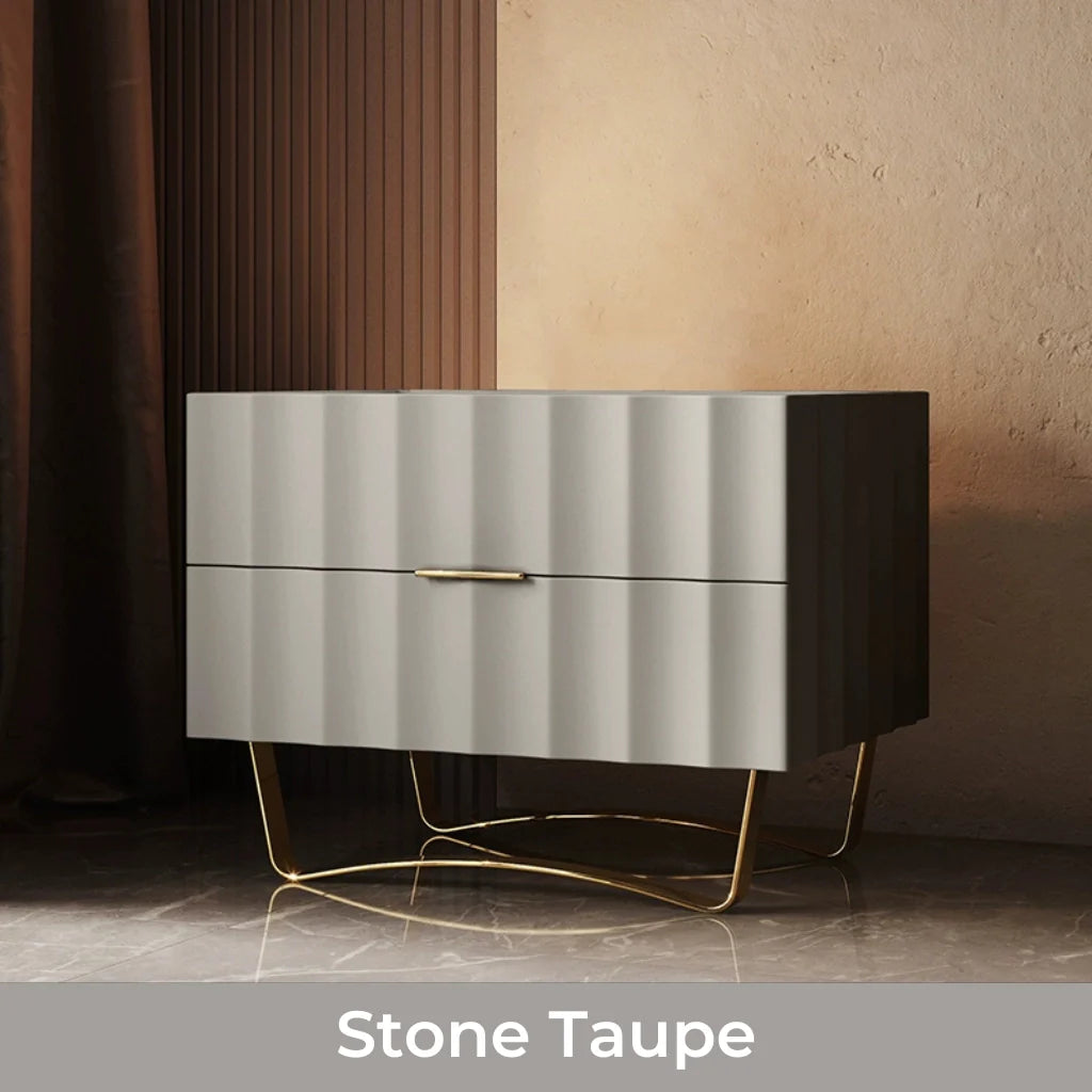 Stone Taupe and gold Nightstand Ideas showcasing a simple wavy design