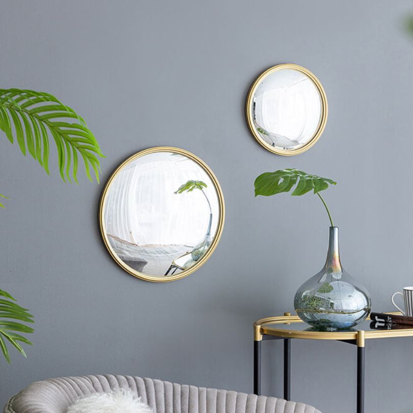 15" x 15" Modern Round Wall Mirror with Gold Iron Frame