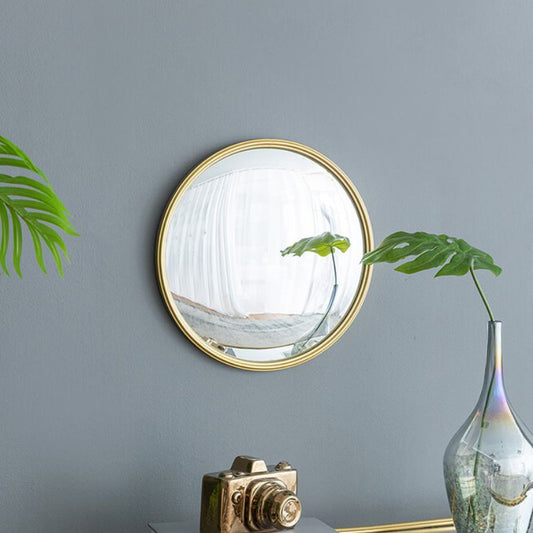 15" x 15" Modern Round Wall Mirror with Gold Iron Frame