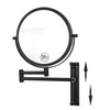 16.9"L Black Magnification Round Wall-Mounted Make-Up Mirror with 360° Swivel and Adjustable Height