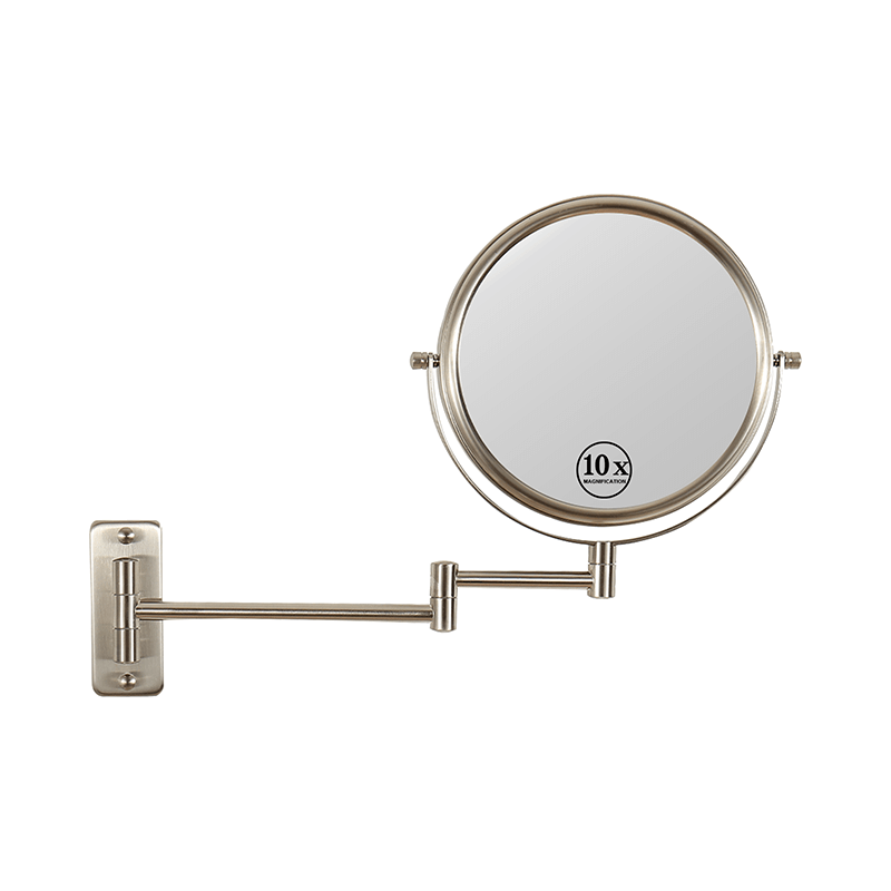 16.9"L Brushed Nickel Wall-Mounted Make-Up Mirror with 360° Swivel and Extension Arm