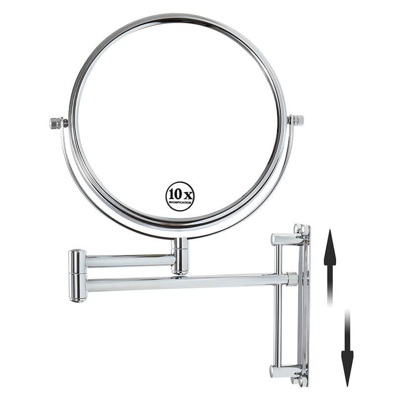 16.9"L Chrome Magnification Round Wall-Mounted Make-Up Mirror