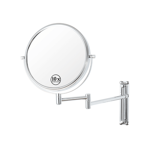 16.9"L Chrome Magnification Round Wall-Mounted Make-Up Mirror