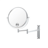 16.9"L Chrome Magnification Round Wall-Mounted Make-Up Mirror with 360° Swivel and Adjustable Height