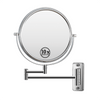 16.9"L Chrome Wall-Mounted Make-Up Mirror with 360° Swivel and Extension Arm