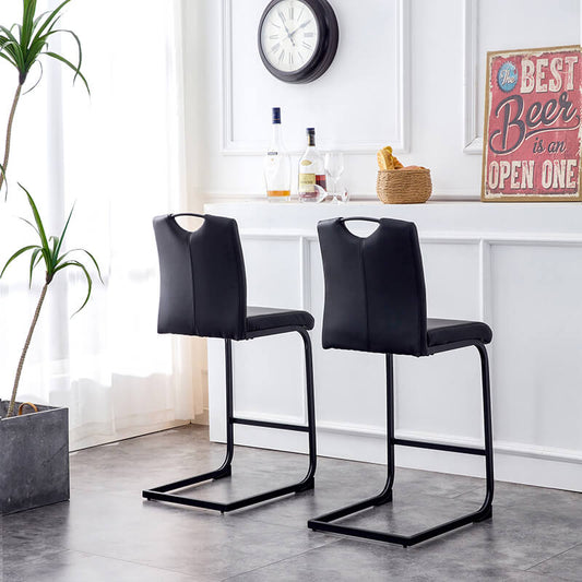 16" Black PU Leather Counter Height Barstool 