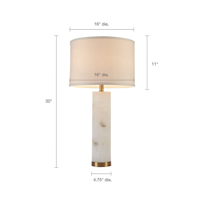 Dimension of a white table lamp in ceramic