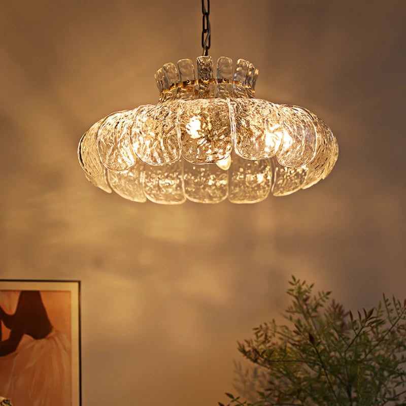 island pendant light illuminating in a dim lighted room