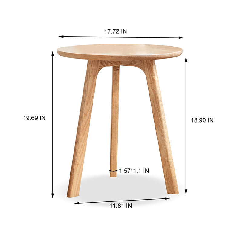 dimensions of a round wood end table