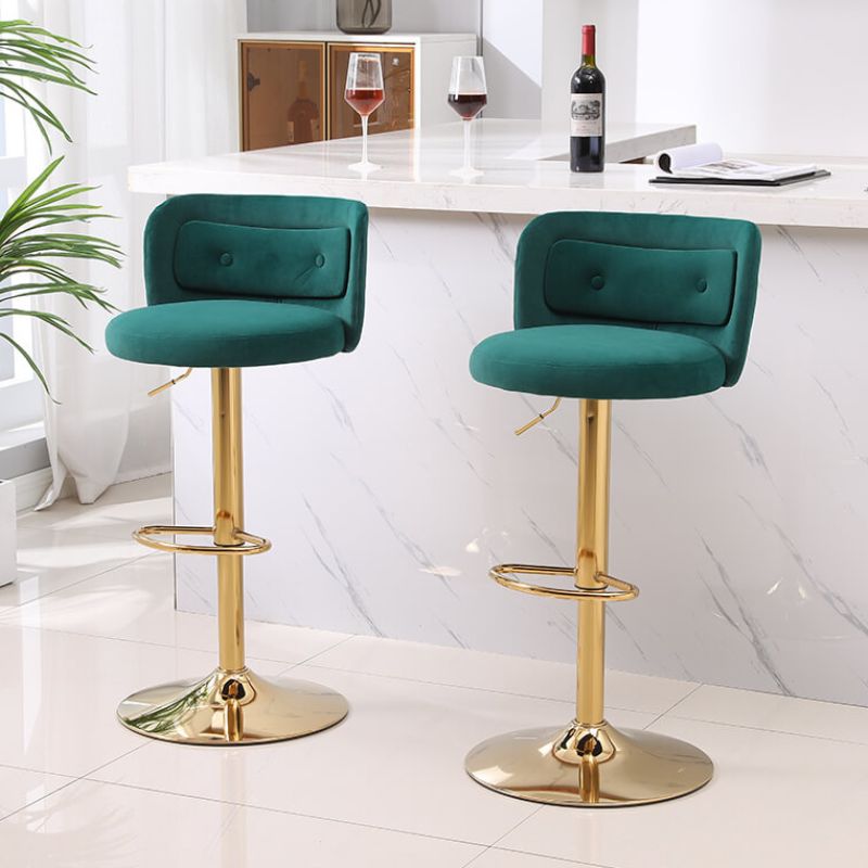 18.9" Emerald Adjustable Tufted Bar Stool with Footrest and Small Lumbar Pillows