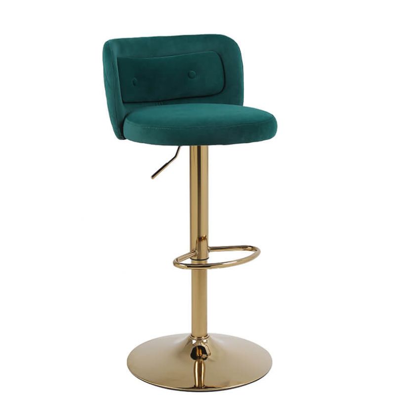 18.9" Emerald Adjustable Tufted Bar Stool with Footrest and Small Lumbar Pillows