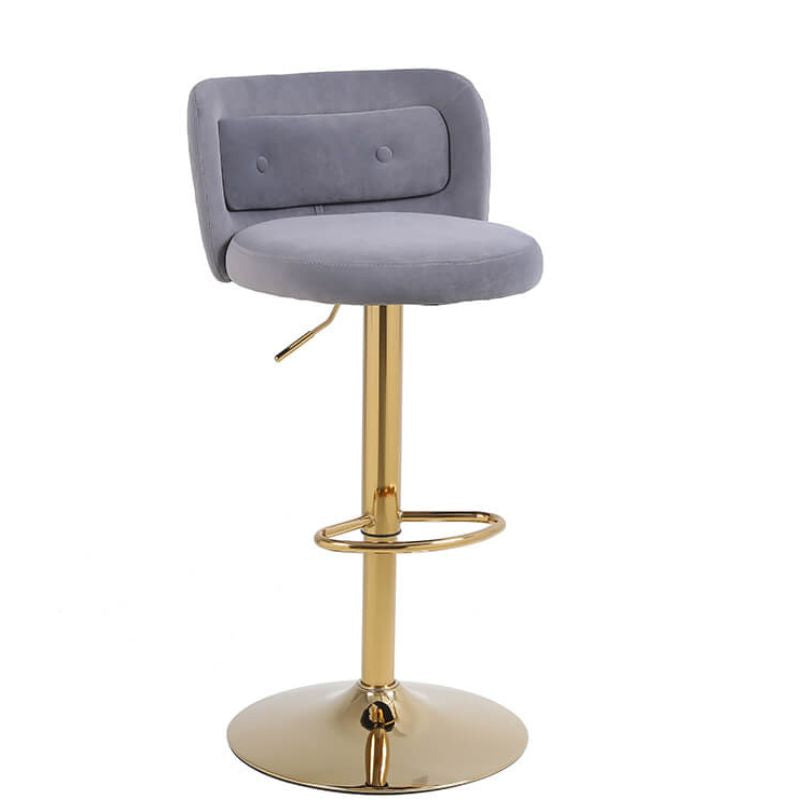 18.9" Gray Adjustable Tufted Bar Stool