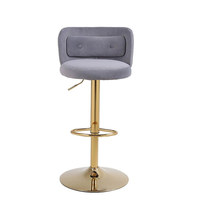 18.9" Gray Adjustable Tufted Bar Stool