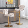 18" Beige Velvet Swivel Bar Chairs with Height Adjustable - Set of 2