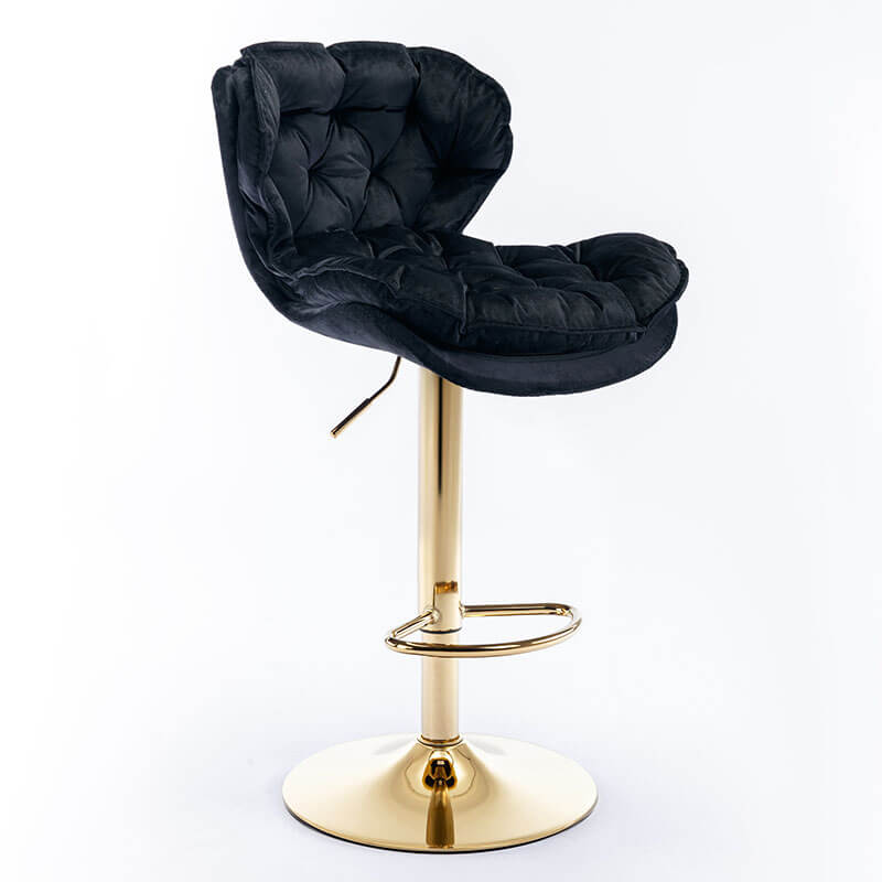 18" Black Velvet Swivel Bar Chairs 