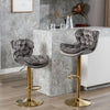 18" Gray Velvet Swivel Bar Chairs with Height Adjustable - Set of 2