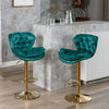 18" Green Velvet Swivel Bar Chairs with Height Adjustable - Set of 2