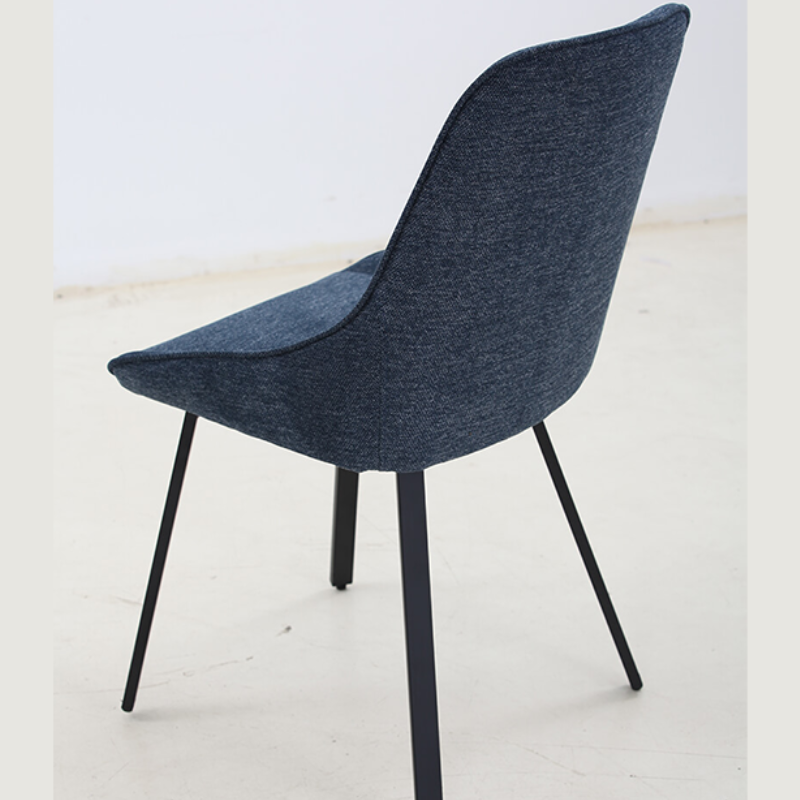 19.8" Blue Upholstered Cushion Seat Dining Chairs with Metal Legs 