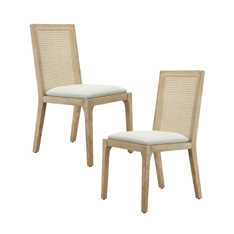 Dining chair set of two with full cane back and padded seats