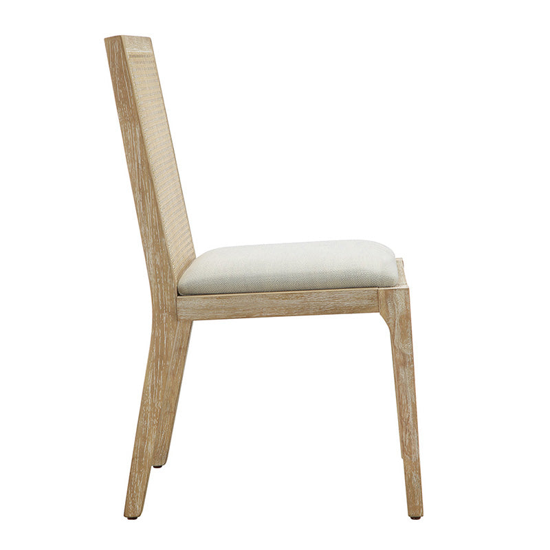 Wood dining chair in side view