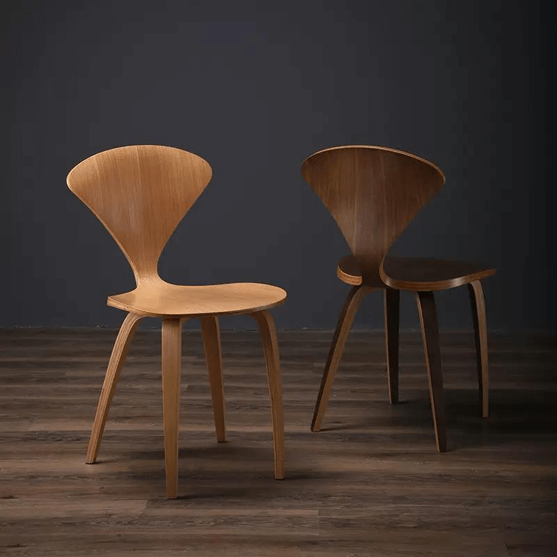 Dining chair set of 2 in walnut and natural wood finish