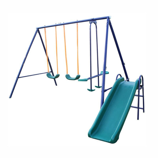 124" A-Frame Metal Swing Set with Blue Slide