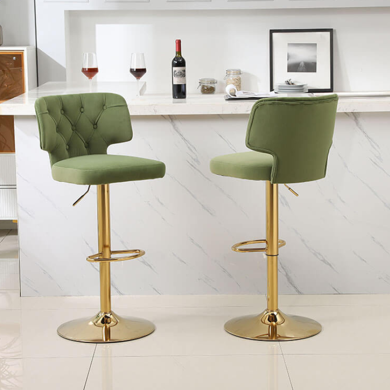 20.9" Avocado Green Swivel Velvet Counter Height Bar Stool 