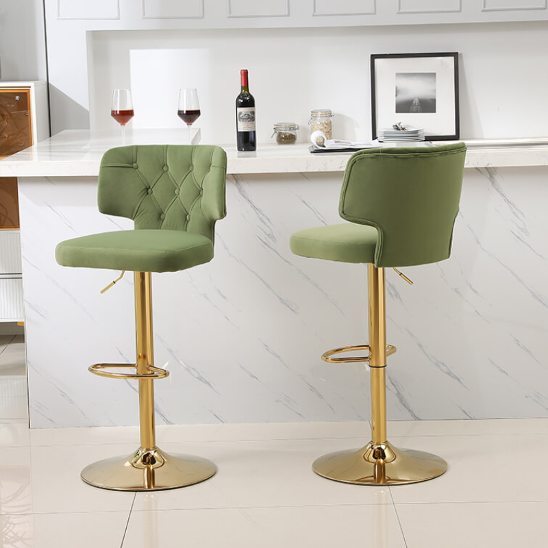 20.9" Avocado Green Swivel Velvet Counter Height Bar Stool 