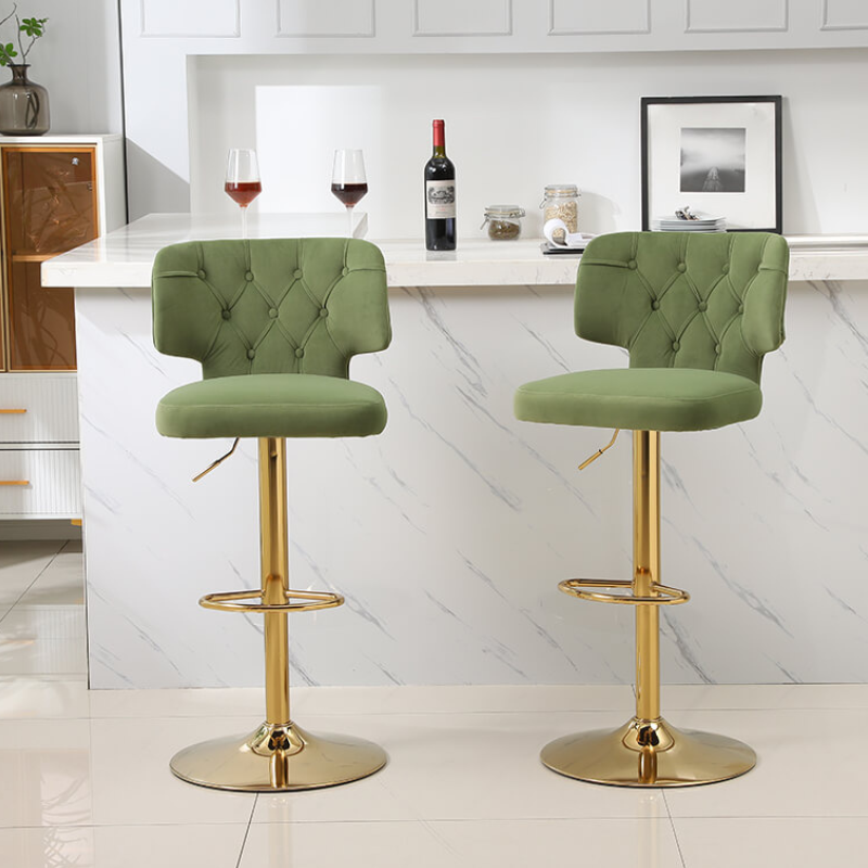 20.9" Avocado Green Swivel Velvet Counter Height Bar Stool 