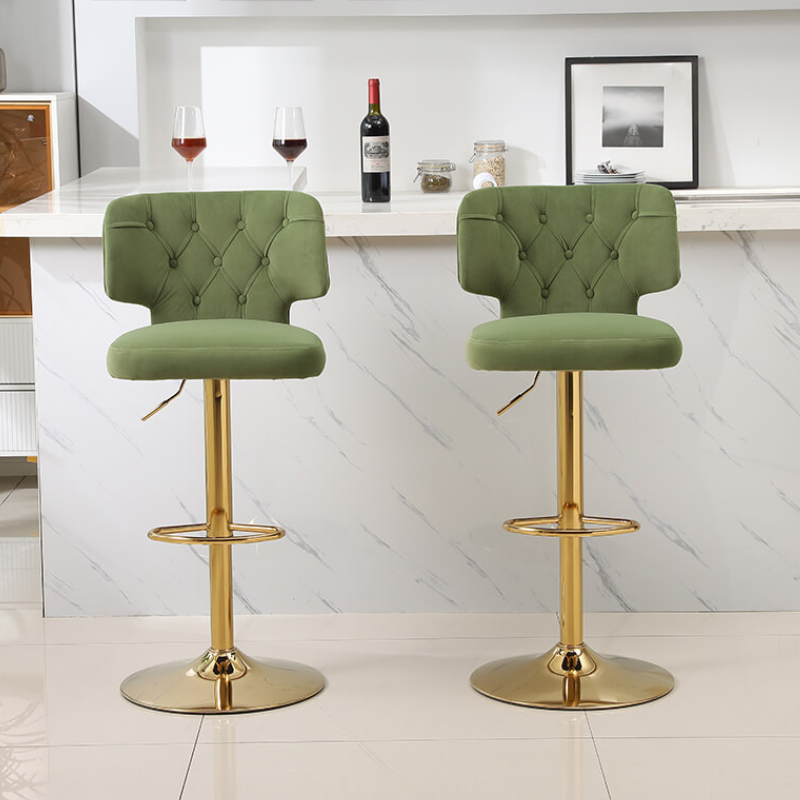 20.9" Avocado Green Swivel Velvet Counter Height Bar Stool 