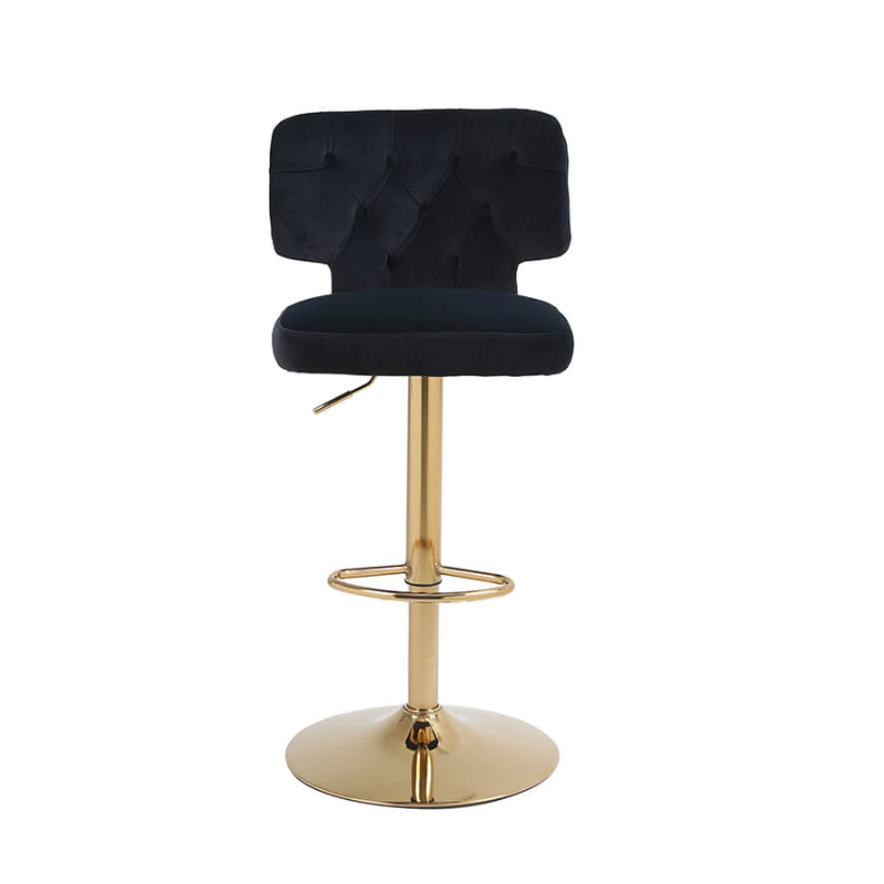 20.9" Black Swivel Velvet Counter Height Bar Stool