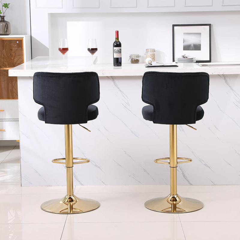 20.9" Black Swivel Velvet Counter Height Bar Stool