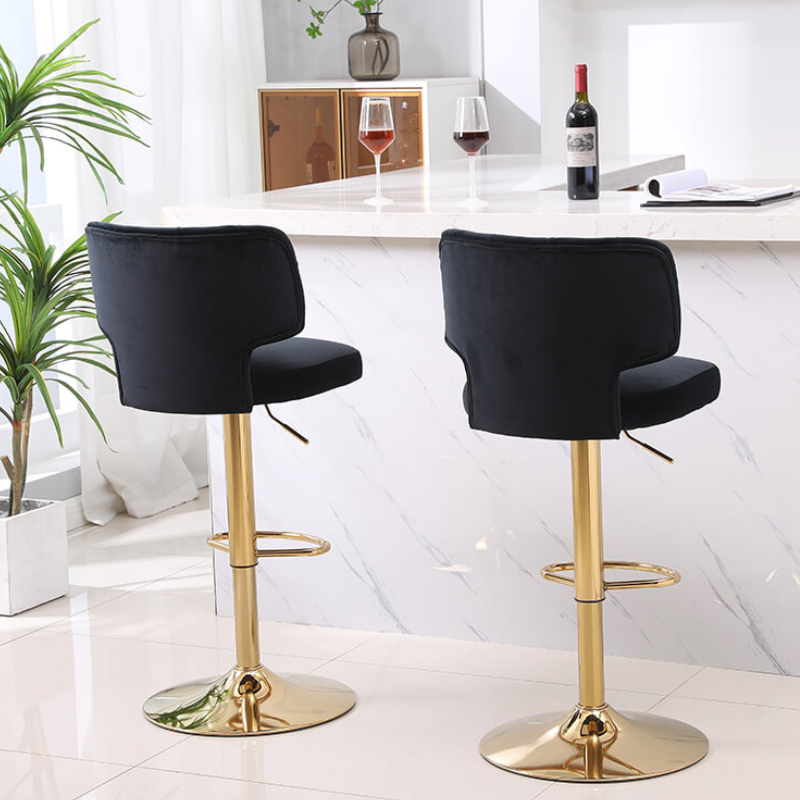 20.9" Black Swivel Velvet Counter Height Bar Stool