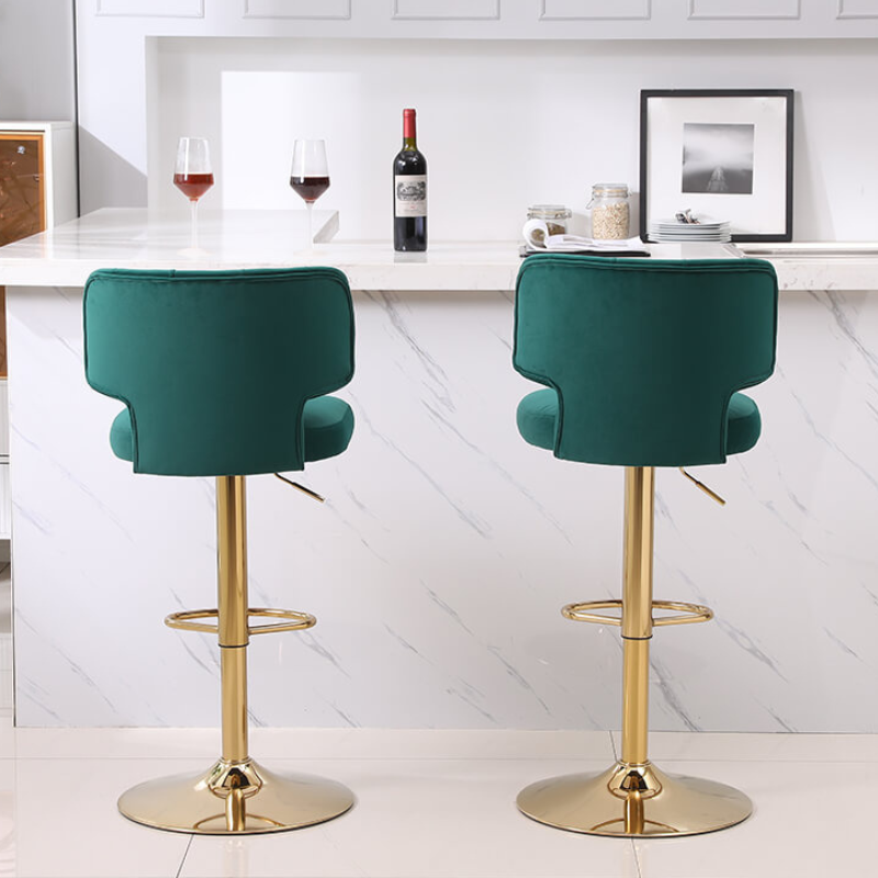 20.9" Emerald Swivel Velvet Counter Height Bar Stool