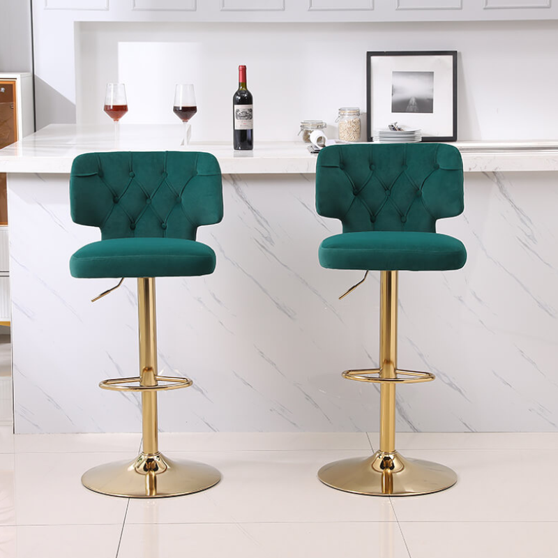 20.9" Emerald Swivel Velvet Counter Height Bar Stool