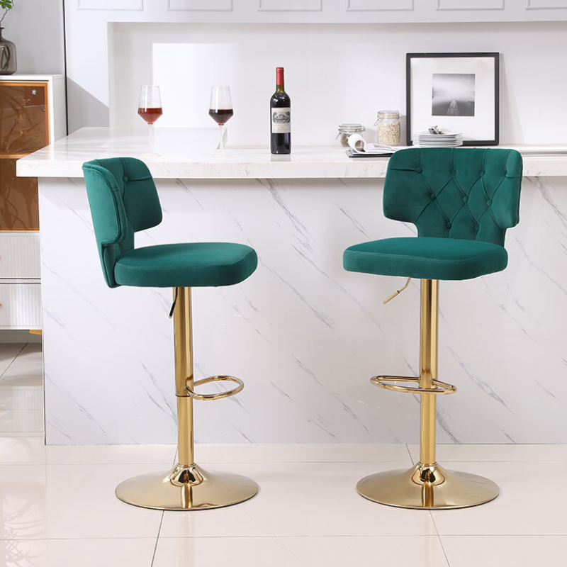 20.9" Emerald Swivel Velvet Counter Height Bar Stool