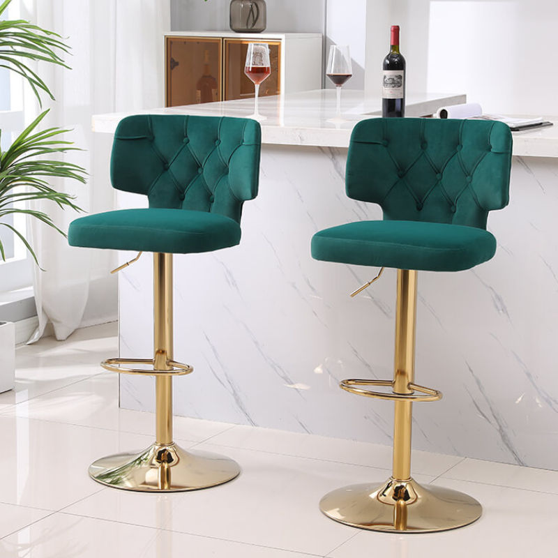 20.9" Emerald Swivel Velvet Counter Height Bar Stool