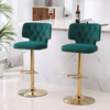 20.9" Emerald Swivel Velvet Counter Height Bar Stool (Set of 2)