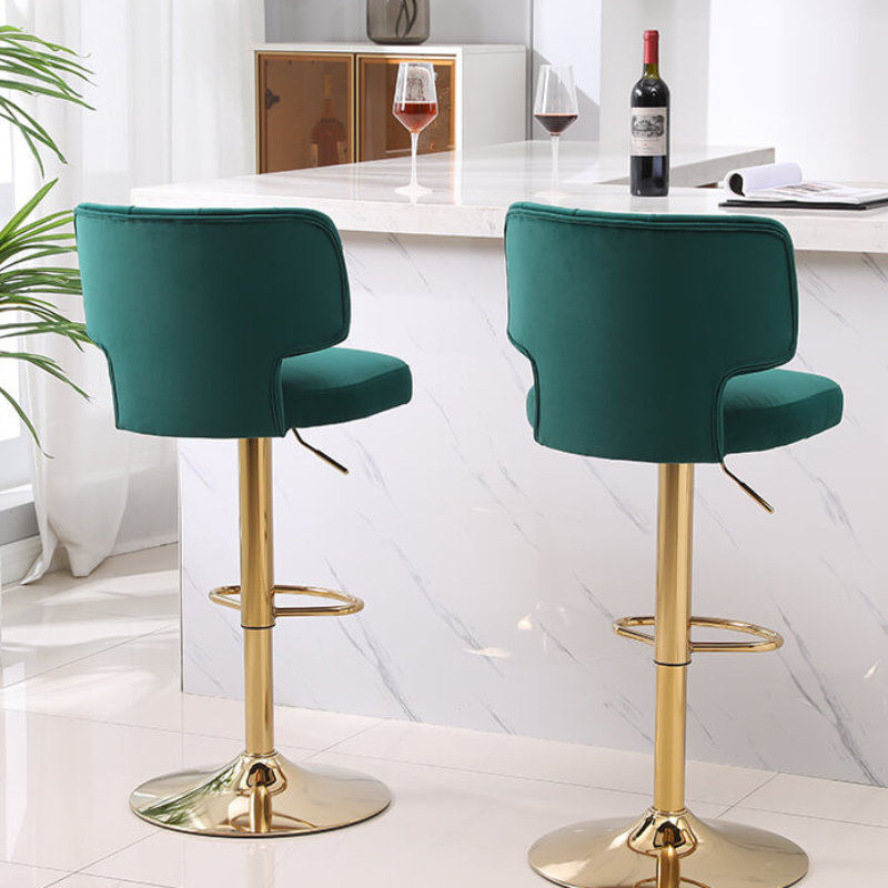 20.9" Emerald Swivel Velvet Counter Height Bar Stool