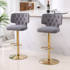 20.9" Gray Swivel Velvet Counter Height Bar Stool (Set of 2)