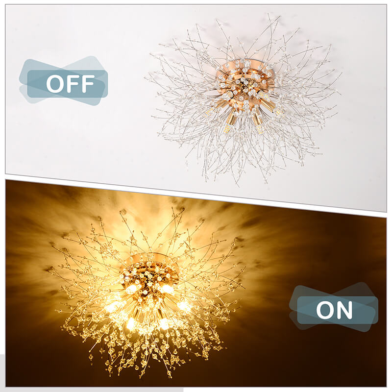 Sputnik Crystal Firework Flush Mount Light