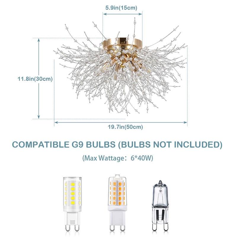 Sputnik Crystal Firework Flush Mount Light